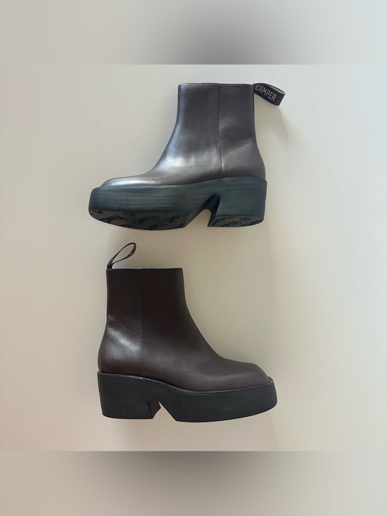 Camper Shoes - Camper Billie Mid Ankle Boots Brown Leather 39/8.5 Platform Zip